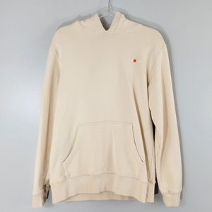 ROKIT cream spellout logo heavyweight cotton hooded pullover sweatshirt